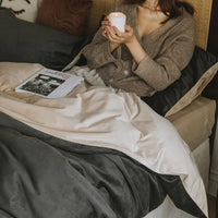 HKM-454419 Winter Milk Fleece Four-Piece Bedding Set - Cozy Heat-Storing Quilt Cover, Sheets, and Pillowcases in Varied Colors