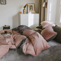 HKM-454419 Winter Milk Fleece Four-Piece Bedding Set - Cozy Heat-Storing Quilt Cover, Sheets, and Pillowcases in Varied Colors