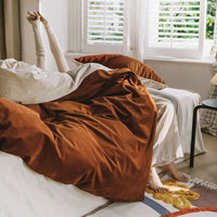 HKM-454419 Winter Milk Fleece Four-Piece Bedding Set - Cozy Heat-Storing Quilt Cover, Sheets, and Pillowcases in Varied Colors