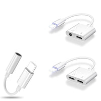 HKM-454483 2-in-1 3.5mm Audio Adapter with Charging Port for Apple Devices