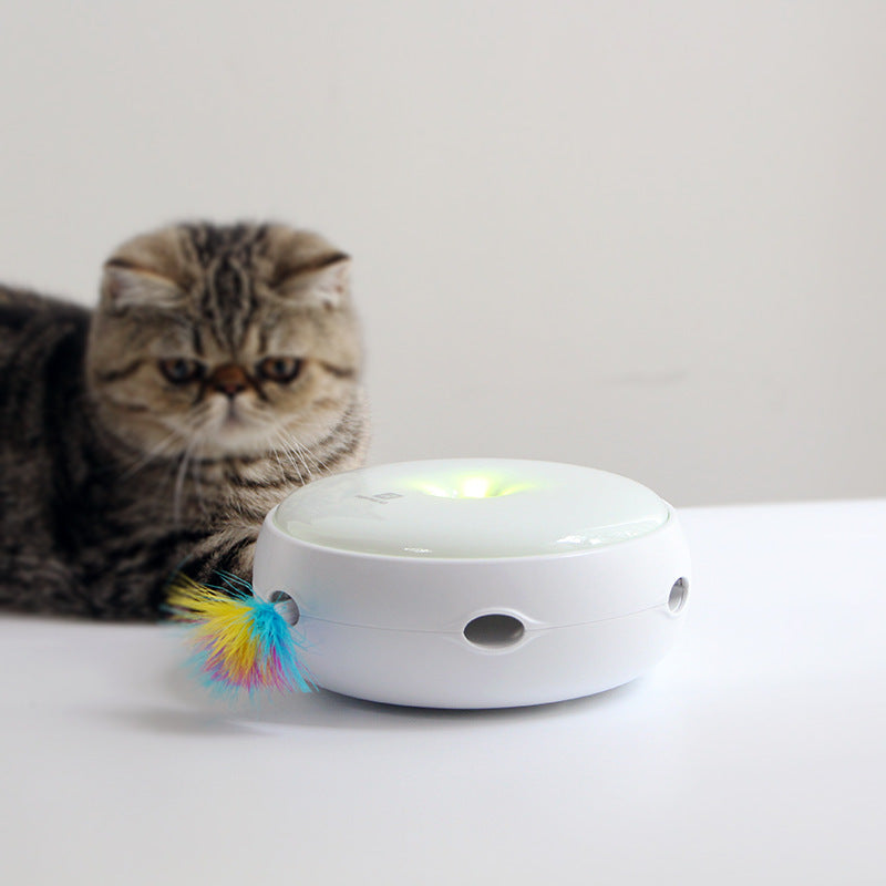 HKM-454547 Interactive Electric Feather Cat Ticker Toy - Talking & Playful Features, 5V, 550g, ABS Material, 18x18x8cm