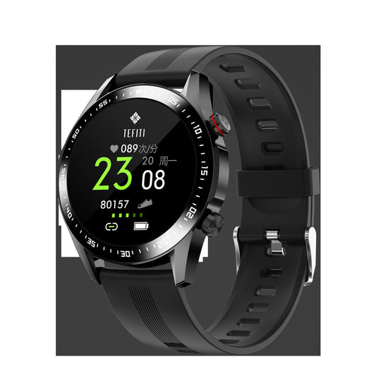 HKM-454611 E12 Smart Watch with Heart Rate, Blood Pressure, and Blood Oxygen Monitoring - 1.3 Inch IPS Screen, Silicone Wristband