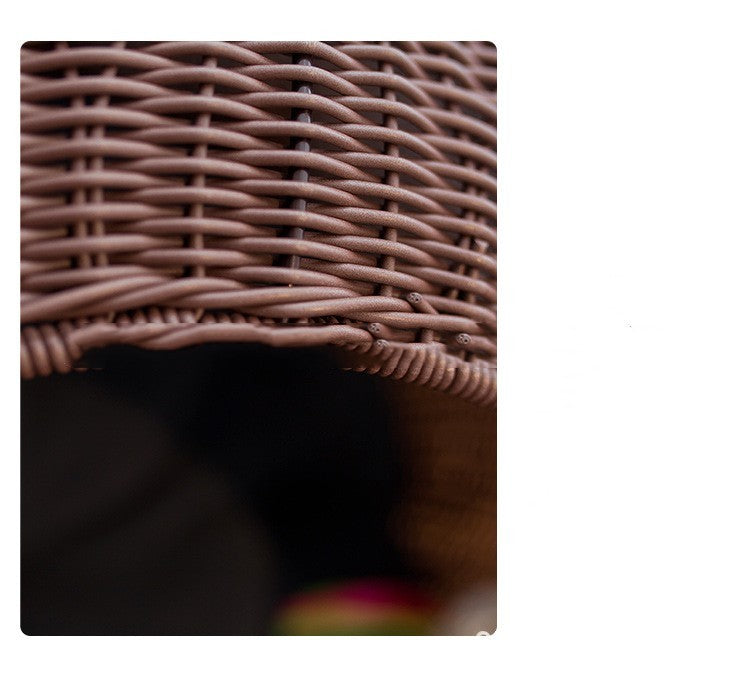 HKM-454611 Hand-Woven Gourd Grass Cat and Pet Nest in Apricot, Brown, Macaroon Pink, and Macaroon Blue