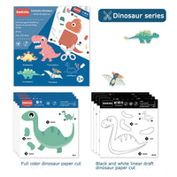 HKM-454675 Dinosaur Paper Cut Toy Set for Kids - Educational Coloring Activity for Ages 2-4