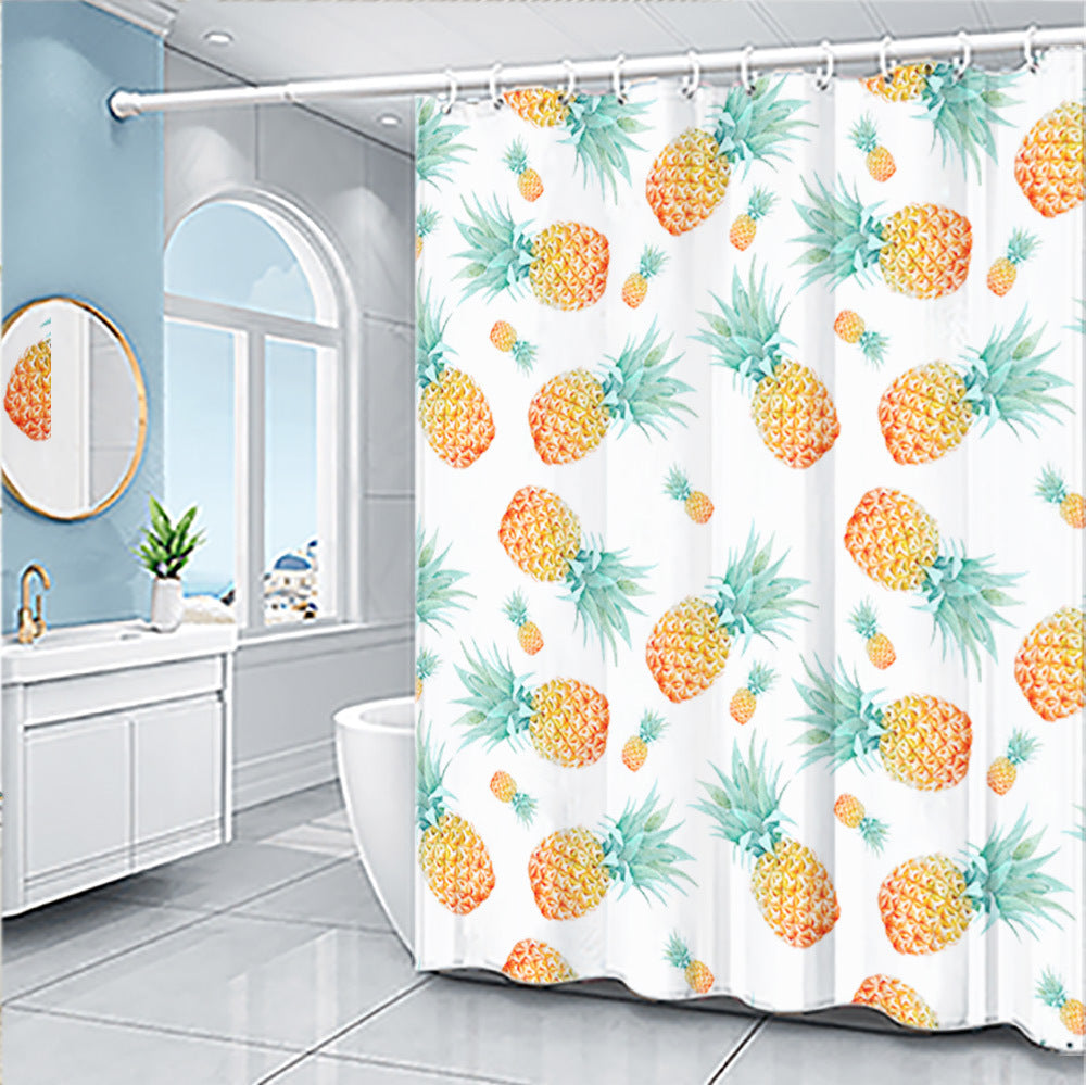 HKM-454803 Cartoon Fruit Pattern Shower Curtain Set in Modern Design, Multiple Sizes Available