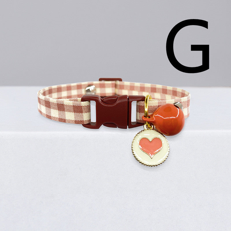 HKM-454803 Cat Cute Checkered Collar Bell