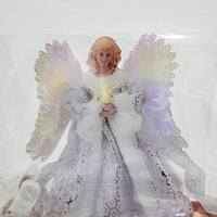 HKM-454867 Golden Angel Doll Tree Topper with LED Glow for Christmas Tree Decoration