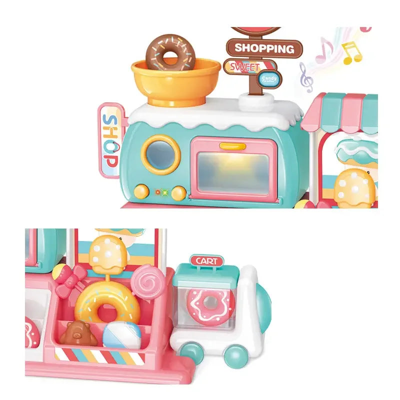 KTX-454931 Electric Candy Donuts Dessert Supermarket Trolley Cart Toy Set for Pretend Play Ages 2-7