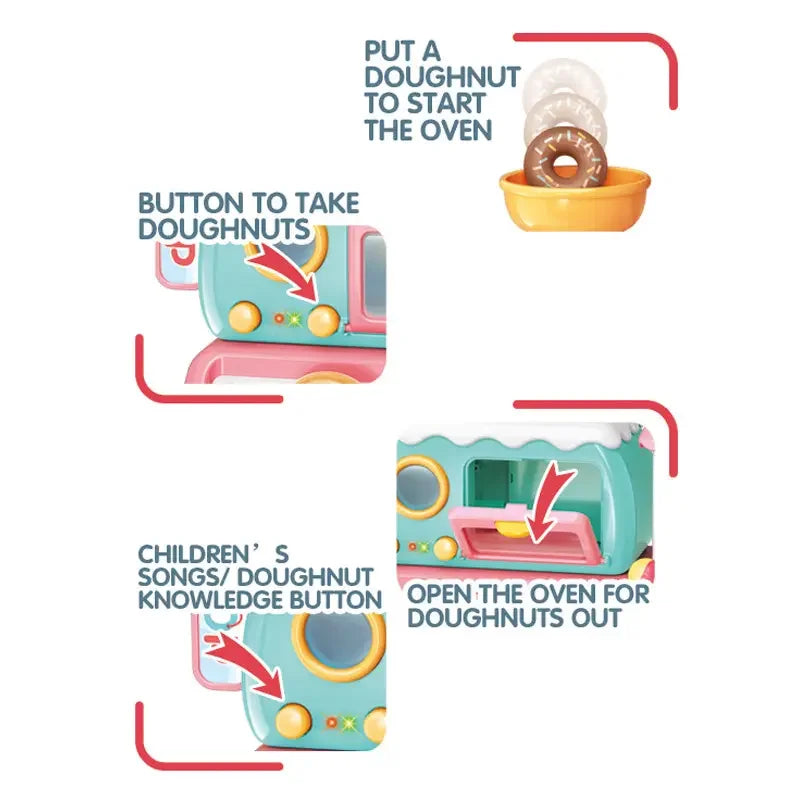 KTX-454931 Electric Candy Donuts Dessert Supermarket Trolley Cart Toy Set for Pretend Play Ages 2-7