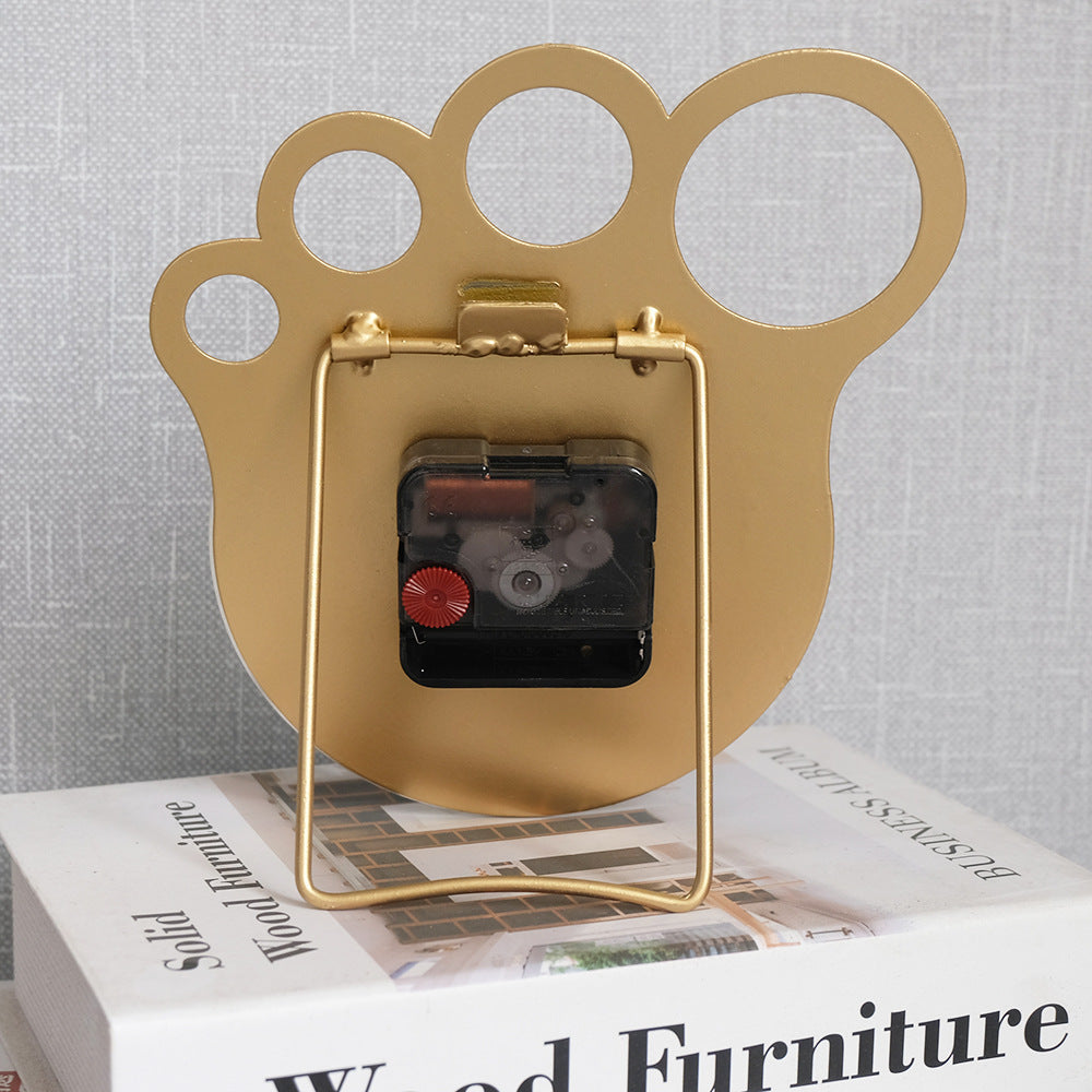 HKM-455123 Gold Cartoon-Style Nordic Iron Desk Clock - 6 Inch Pointer Display