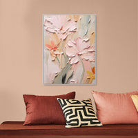 HKM-455187 Handmade Oil Painting Canvas Wall Art with 3D Texture - Modern Floral Design for Home Decor