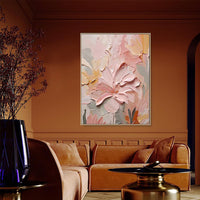 HKM-455187 Handmade Oil Painting Canvas Wall Art with 3D Texture - Modern Floral Design for Home Decor