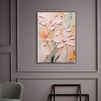 HKM-455187 Handmade Oil Painting Canvas Wall Art with 3D Texture - Modern Floral Design for Home Decor