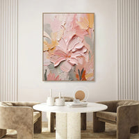 HKM-455187 Handmade Oil Painting Canvas Wall Art with 3D Texture - Modern Floral Design for Home Decor