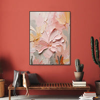 HKM-455187 Handmade Oil Painting Canvas Wall Art with 3D Texture - Modern Floral Design for Home Decor