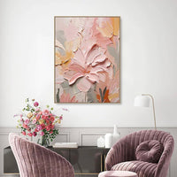 HKM-455187 Handmade Oil Painting Canvas Wall Art with 3D Texture - Modern Floral Design for Home Decor