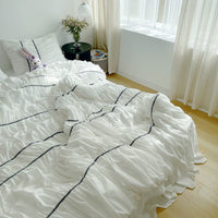 HKM-455251 Handmade Bubble Pleated Cotton Four-Piece Bedding Set in Modern Minimalist Style