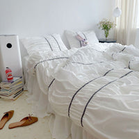 HKM-455251 Handmade Bubble Pleated Cotton Four-Piece Bedding Set in Modern Minimalist Style