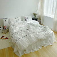 HKM-455251 Handmade Bubble Pleated Cotton Four-Piece Bedding Set in Modern Minimalist Style