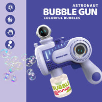 HKM-455507 Handheld Electric 10-Hole Astronaut Bubble Machine with Light and Music for Kids