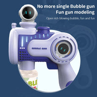HKM-455507 Handheld Electric 10-Hole Astronaut Bubble Machine with Light and Music for Kids
