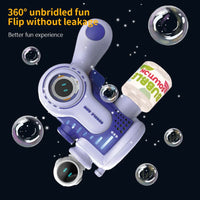 HKM-455507 Handheld Electric 10-Hole Astronaut Bubble Machine with Light and Music for Kids