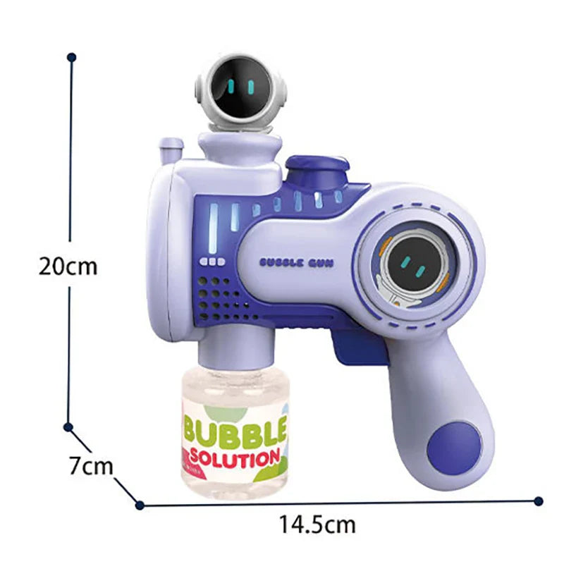 HKM-455507 Handheld Electric 10-Hole Astronaut Bubble Machine with Light and Music for Kids