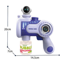 HKM-455507 Handheld Electric 10-Hole Astronaut Bubble Machine with Light and Music for Kids