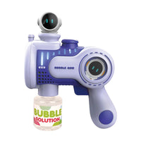 HKM-455507 Handheld Electric 10-Hole Astronaut Bubble Machine with Light and Music for Kids