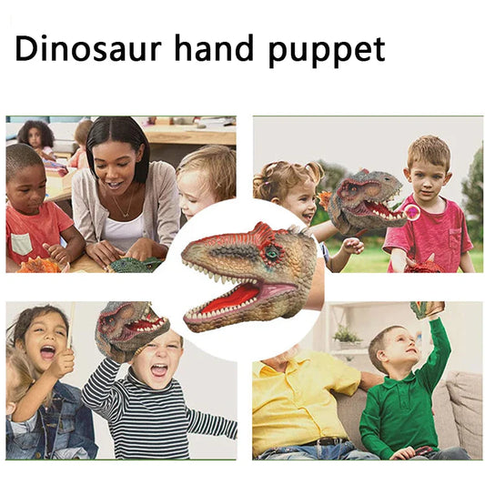 HKM-455827 Dinosaur Hand Puppet Toy for Kids - Soft Rubber Interactive Storytelling Puppet