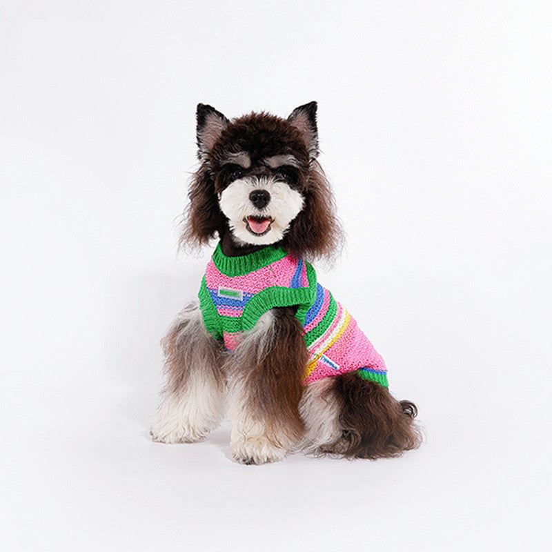 HKM-455827 Stylish Color-Matching Dog Vest for Small and Medium Breeds in Pink and Green