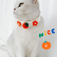 HKM-455955 Pet Knitted Wool Felt Daisy Flower Bee Pumpkin Fruit Strap Cute Cat Collar Foreign Trade Customization