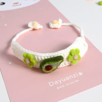 HKM-455955 Pet Knitted Wool Felt Daisy Flower Bee Pumpkin Fruit Strap Cute Cat Collar Foreign Trade Customization