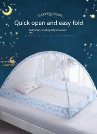 HKM-456083 Children's Foldable Yurt Mosquito Net – Anti-Mosquito Bed Curtain in Pink, Blue, Beige, and Purple (Size 80-120)