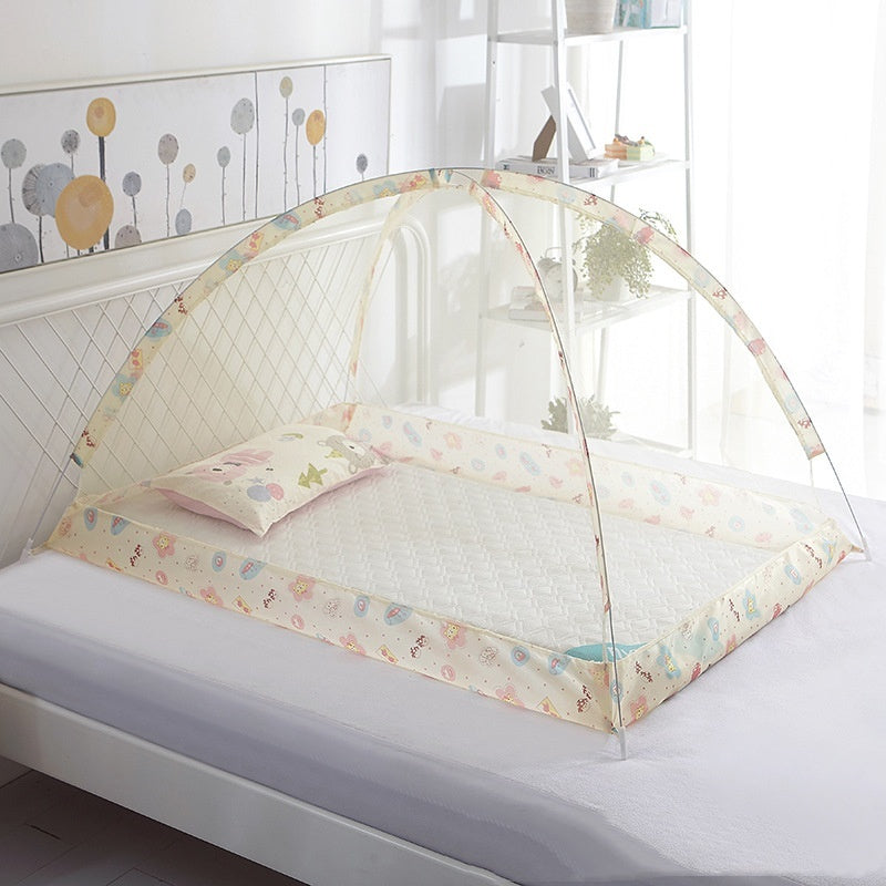 HKM-456083 Children's Foldable Yurt Mosquito Net – Anti-Mosquito Bed Curtain in Pink, Blue, Beige, and Purple (Size 80-120)
