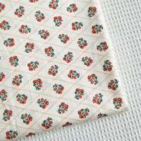 HKM-456083 Diagonal Lattice Small Rose Jujube Red Cotton Twill Fabric, 2.35m Wide, 10m Length, Regular Thickness