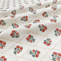 HKM-456083 Diagonal Lattice Small Rose Jujube Red Cotton Twill Fabric, 2.35m Wide, 10m Length, Regular Thickness