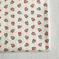 HKM-456083 Diagonal Lattice Small Rose Jujube Red Cotton Twill Fabric, 2.35m Wide, 10m Length, Regular Thickness