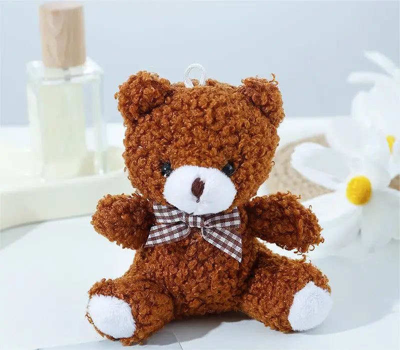 HKM-456083 Kawaii Plush Teddy Bear Keychain - Soft Mini Stuffed Animal Bag Charm for Kids and Adults