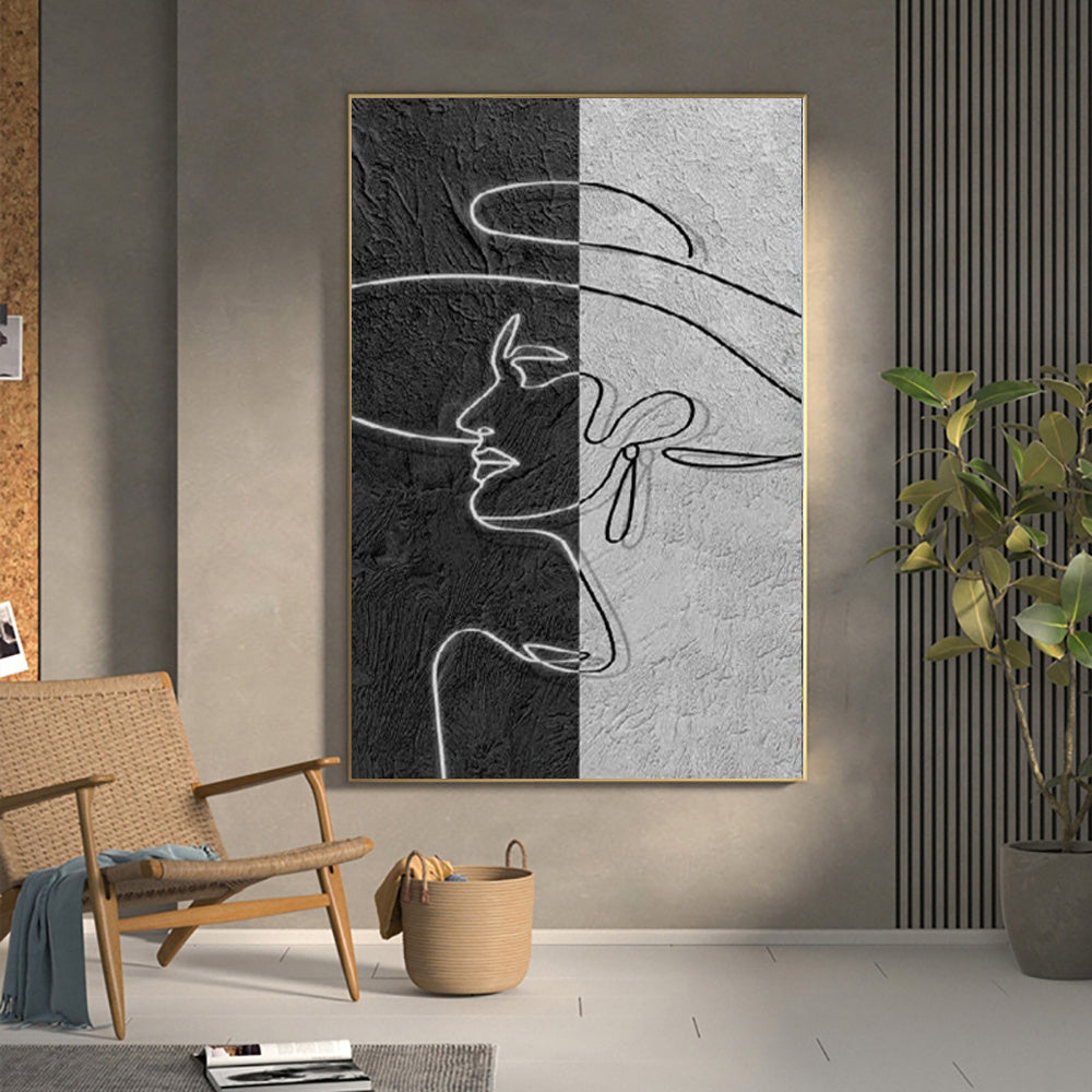 HKM-456339 Handmade Oil Painting Lady Portrait on Canvas - Unframed Wall Art for Home Decoration