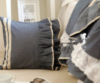 HKM-456467 Luxury Khaki Embroidery Cushion Cover with Ruffle Lace - Various Colors Available, Size 45x45cm to 65x65cm