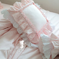 HKM-456467 Luxury Khaki Embroidery Cushion Cover with Ruffle Lace - Various Colors Available, Size 45x45cm to 65x65cm