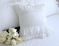 HKM-456467 Luxury Khaki Embroidery Cushion Cover with Ruffle Lace - Various Colors Available, Size 45x45cm to 65x65cm