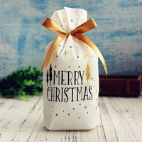 HKM-456531 Christmas Old Man Drawstring Bag - Festive Packaging for Holiday Gifts, 23.5cm Height x 14.8cm Width x 6cm Bottom Width, Set of 10