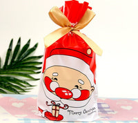 HKM-456531 Christmas Old Man Drawstring Bag - Festive Packaging for Holiday Gifts, 23.5cm Height x 14.8cm Width x 6cm Bottom Width, Set of 10