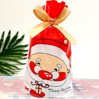 HKM-456531 Christmas Old Man Drawstring Bag - Festive Packaging for Holiday Gifts, 23.5cm Height x 14.8cm Width x 6cm Bottom Width, Set of 10
