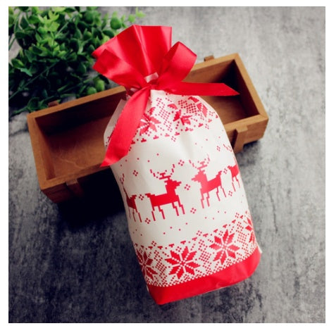 HKM-456531 Christmas Old Man Drawstring Bag - Festive Packaging for Holiday Gifts, 23.5cm Height x 14.8cm Width x 6cm Bottom Width, Set of 10
