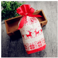 HKM-456531 Christmas Old Man Drawstring Bag - Festive Packaging for Holiday Gifts, 23.5cm Height x 14.8cm Width x 6cm Bottom Width, Set of 10