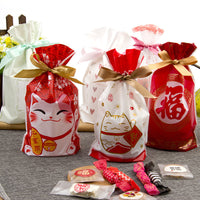 HKM-456531 Christmas Old Man Drawstring Bag - Festive Packaging for Holiday Gifts, 23.5cm Height x 14.8cm Width x 6cm Bottom Width, Set of 10