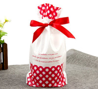 HKM-456531 Christmas Old Man Drawstring Bag - Festive Packaging for Holiday Gifts, 23.5cm Height x 14.8cm Width x 6cm Bottom Width, Set of 10